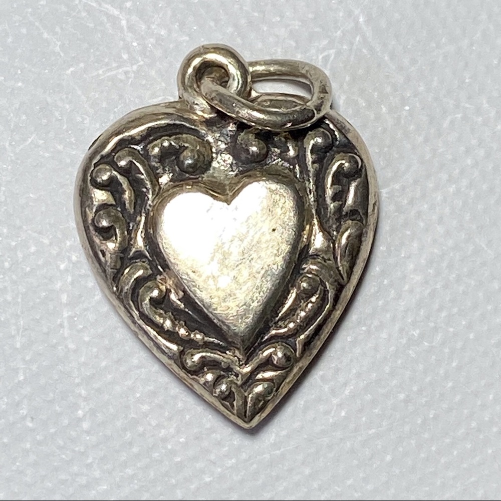 Vintage Victorian Repousse Sterling Heart